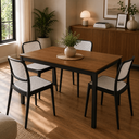 Ver imagem 2 de Conjunto Sala de Jantar Mesa Retangular 4 Lugares com 4 Cadeiras Monaco Rattan - Preto e Branco