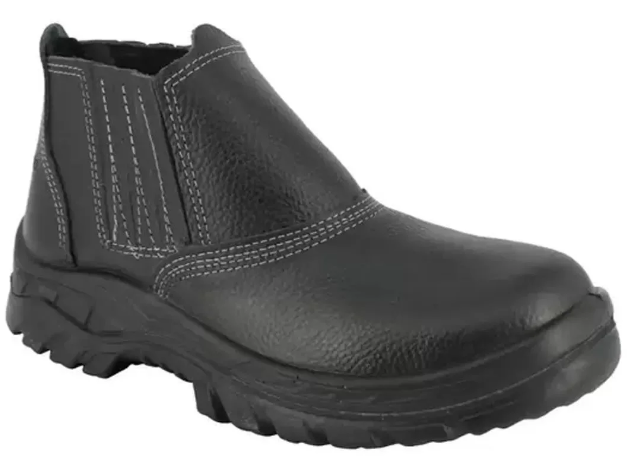 Botina Primavera Alta Segurança Bico Pvc Elastico e Couro - Preta:45/preto