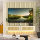 Ver imagem 7 de Estante Home para TV até 65 Polegadas Ripado com LED 100% MDF 180CMX174CM Supremo Slim Native Off White