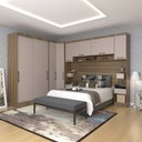 Ver imagem 1 de Quarto de Canto Casal com Guarda Roupas Cabeceira e Mesas de Cabeceira Paris Luciane Móveis