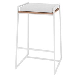 Banqueta com Almofada Multimóveis CR20077 Branca/Castanho - 2