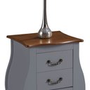 Ver imagem 2 de Mesa de Cabeceira Bombê com 2 Gavetas 1026 Linz Móveis - Cinza/imbuia Glazer
