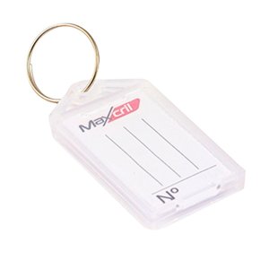 Kit 100 Chaveiro de Plástico Branco com Abertura e Etiqueta Pautada para Identificação