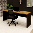 Ver imagem 1 de Mesa Escritório 1,80m X 0,60m Pé Painel e Cadeira Diretor F5 Cor:freijó com Preto
