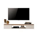 Ver imagem 2 de Rack Suspenso MDF 136cm Clean Sala Moderna Branco E Amadeirado