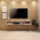 Ver imagem 4 de Rack Suspenso MDF 136cm Clean Sala Moderna Branco E Amadeirado