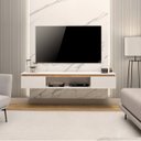 Ver imagem 6 de Rack Suspenso MDF 136cm Clean Sala Moderna Branco E Amadeirado