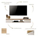 Ver imagem 5 de Rack Suspenso MDF 136cm Clean Sala Moderna Branco E Amadeirado