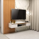 Ver imagem 7 de Rack Suspenso MDF 136cm Clean Sala Moderna Branco E Amadeirado