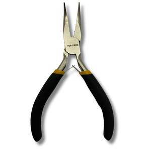 Alicate Mini Bico Torto 4,5" Curvo Tipo Telefone Niquelado Aço Carbono Cabo Borracha Termoplástica