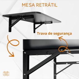 Mesa Retrátil Preta 50x40: Compacta e Elegante para Cozinha, Escritório e Home Office - 3