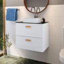 Ver imagem 1 de Gabinete Para Banheiro Em Aço Com Tampo Em Vidro Temperado Sem Cuba Odin