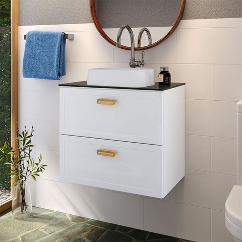 Gabinete Para Banheiro Em Aço Com Tampo Em Vidro Temperado Sem Cuba Odin