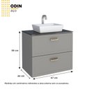 Ver imagem 4 de Gabinete para Banheiro em Aço com Tampo em Vidro Temperado sem Cuba Odin Cinza