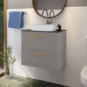 Ver imagem 1 de Gabinete Para Banheiro Em Aço Com Tampo Em Vidro Temperado Sem Cuba Odin