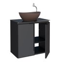 Ver imagem 7 de Gabinete para Banheiro em Aço 2 Portas com Tampo de Vidro e Porta de Vidro sem Cuba Umbu Preto