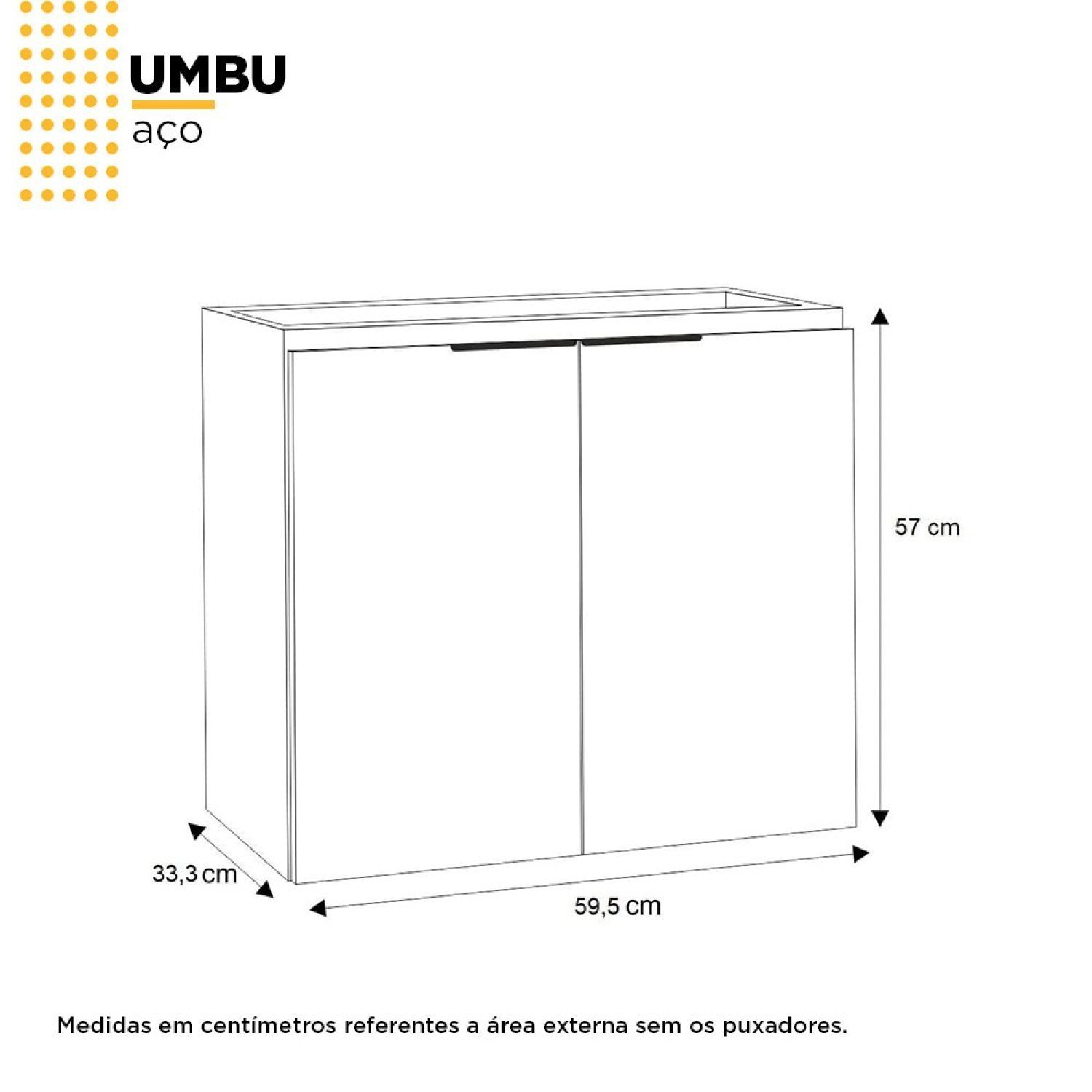 Gabinete Para Banheiro Em Aço 2 Portas Com Tampo De Vidro E Porta De Vidro Sem Cuba Umbu - 4