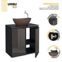 Ver imagem 5 de Gabinete para Banheiro em Aço 2 Portas com Tampo de Vidro e Porta de Vidro sem Cuba Umbu Preto