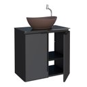 Ver imagem 2 de Gabinete Para Banheiro Em Aço 2 Portas Com Tampo De Vidro E Porta De Vidro Sem Cuba Umbu