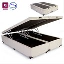 Ver imagem 1 de Base Box Baú Queen Size com Pistão a gás bege Bipartido - 158x198x27:BEGE