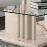 Mesa de Centro para Sala Frizz Tampo Vidro Calacata Off White Madetec - 4