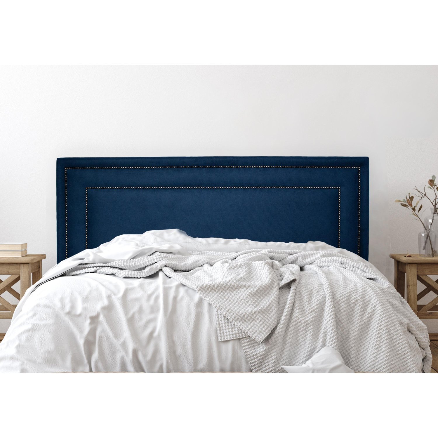 Cabeceira King Estofada para Cama Box com Tachas 193x60cm Reta Luxo Dupla - 1