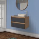 Ver imagem 1 de Gabinete para Banheiro 82cm Osaka Preto/Jequitibá