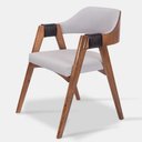 Ver imagem 1 de Poltrona Cadeira Estofada Osvaldina Linho Madeira Eucalipto