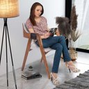 Ver imagem 2 de Poltrona Cadeira Estofada Osvaldina Linho Madeira Eucalipto