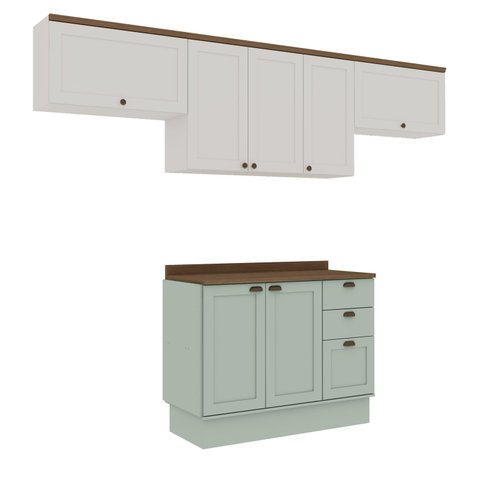 Armário de Cozinha Compacta Modulada 2,80m 8 Peças Iluminata Genialflex