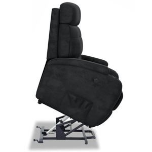 Poltrona do Papai Reclinável com Elevador Lift Pós Cirurgico em Suede Cor Preto- Modelo Florença