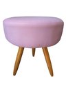 Ver imagem 1 de Puff Puff Decorativo Lavínia Redondo Suede Rosa Pés Palito Madeira Ms Decor