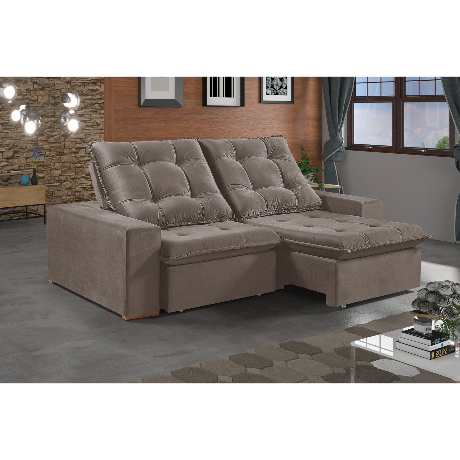 Sofá Retrátil e Reclinável 3 Lugares 230cm Fortaleza MadeiraMadeira