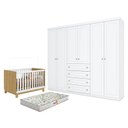 Ver imagem 1 de Berço Americano Mini Cama Q Encanto Slim Freijó Branco Acetinado - Qmovi e guarda Roupa Casal