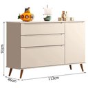Ver imagem 6 de Cômoda e Guarda Roupa Infantil Alice 3 Gavetas MDF Puxador Embutido Off White Phoenix Baby