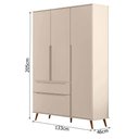 Ver imagem 4 de Cômoda e Guarda Roupa Infantil Alice 3 Gavetas MDF Puxador Embutido Off White Phoenix Baby