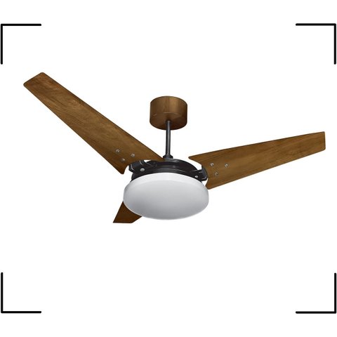 Ventilador Teto Led Borda Infinita 6000k Nunes Preto 3 Pás Imbuía 220 V Ventex Nunes Madeira