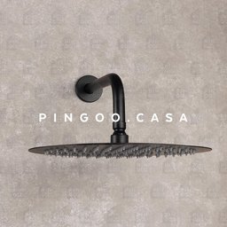 Ducha Chuveiro Redonda Inox 30 cm Curuá Fosco Pingoo - Preto - 2