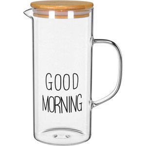 Jarra Água Suco Home&co com Tampa Bambu Borossilicato 1,2l 21x9x9cm Transparente