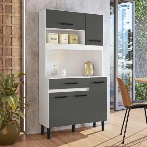 Kit Cozinha Linha Magazin 90 Nicioli - Branco/chumbo