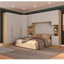 Ver imagem 1 de Quarto Modulado 3 Roupeiros 2 Mesas de Cabeceira e Um Ponte Casal San Diego Cinza/Aveiro Oak/Urbano