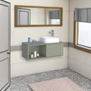 Ver imagem 1 de Gabinete Para Banheiro Em Madeira Com Tampo Em Vidro Sem Cuba Lugo