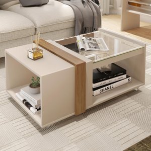 Mesa de Centro Retangular com Vidro França