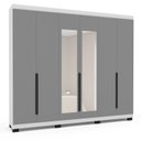 Ver imagem 2 de Guarda-Roupa Casal 6 Portas com Espelho Madrid Cinza/Branco