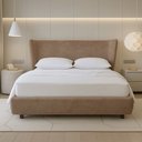 Ver imagem 1 de Cama Japonesa com Cabeceira Corea Seo Queen Veludo Nobre Marrom Clarinho - Sallar Home