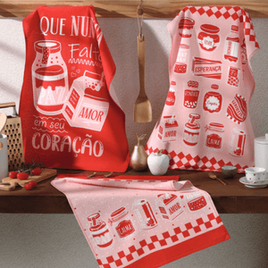 Jogo Pano de Copa Dohler Felpudo Estampado Sentimentos