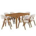 Ver imagem 2 de Mesa Retangular Claris 160cm Ypê N01 com 6 Cadeiras Nadja Linho Cru - Lyam Decor