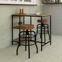 Ver imagem 1 de Conjunto Mesa Bistrô 2 Banqueta Aço Giratória Espresso Móveis Preto/Mel/Caramelo