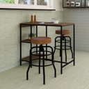 Ver imagem 1 de Conjunto Mesa Bistrô 2 Banqueta Aço Giratória Espresso Móveis Preto/Nogal/Caramelo