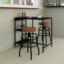 Ver imagem 1 de Conjunto Mesa Bistrô 2 Banqueta Aço Giratória Espresso Móveis Preto/Caramelo